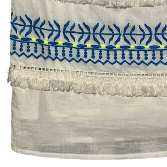 Vineyard Vines Embroidered Fringe Sleeveless Sheath Sundress White Blue Plus 14 - Picture 3 of 9